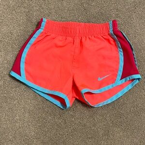 Nike Girls Neon Coral and Aqua Athletic Shorts